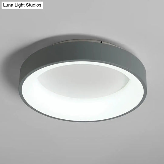 Simple Acrylic Round Flush Mount Led Ceiling Fixture 16/19.5 Inch White/Grey Hollow Design