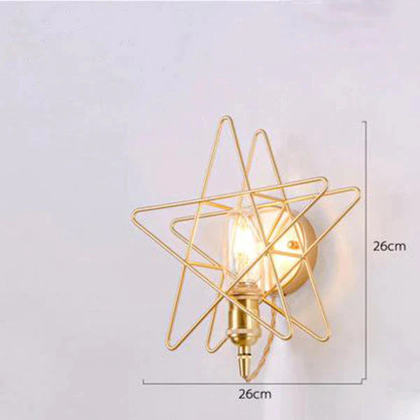 Simple and Creative Star Copper Wall Lamp Bedroom Bedside Postmodern Dining Hall Corridor Staircase Pentastar Gold Wall Lamp
