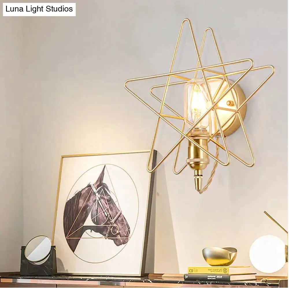 Simple And Creative Star Copper Wall Lamp Bedroom Bedside Postmodern Dining Hall Corridor Staircase