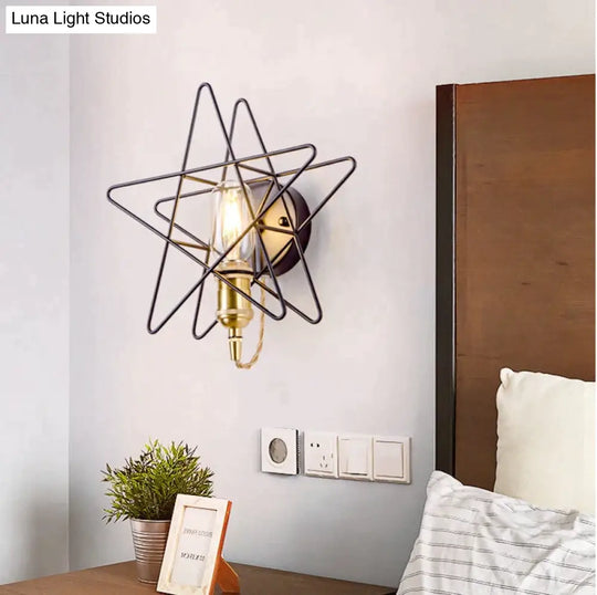 Simple And Creative Star Copper Wall Lamp Bedroom Bedside Postmodern Dining Hall Corridor Staircase