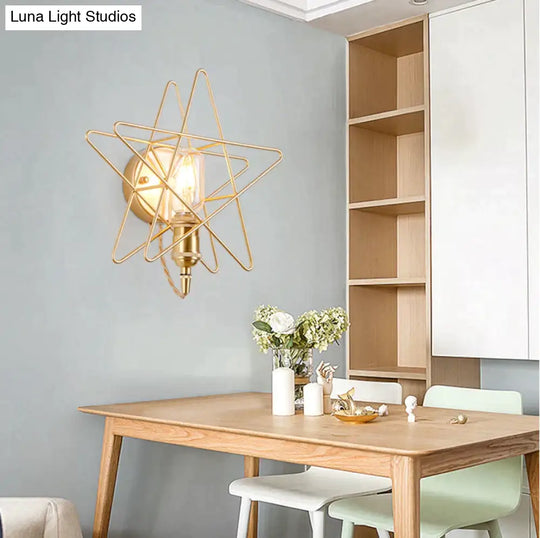 Simple And Creative Star Copper Wall Lamp Bedroom Bedside Postmodern Dining Hall Corridor Staircase