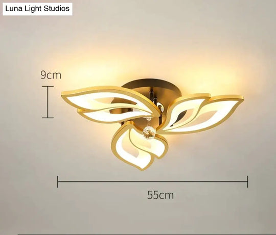 Simple And Modern Led Ceiling Lamp Atmospheric Household Crystal Lotus Flower Shape Warm Bedroom