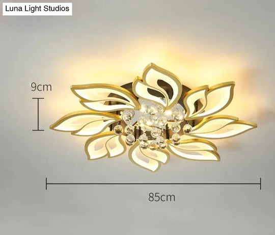 Simple And Modern Led Ceiling Lamp Atmospheric Household Crystal Lotus Flower Shape Warm Bedroom