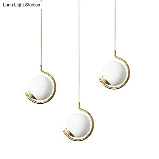 Simple Cream Glass Novelty Ball Pendant Light With Bedside Suspension - 1-Bulb Gold Lighting