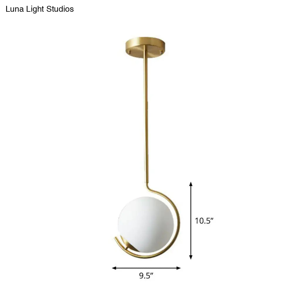 Simple Cream Glass Novelty Ball Pendant Light With Bedside Suspension - 1-Bulb Gold Lighting / 9.5