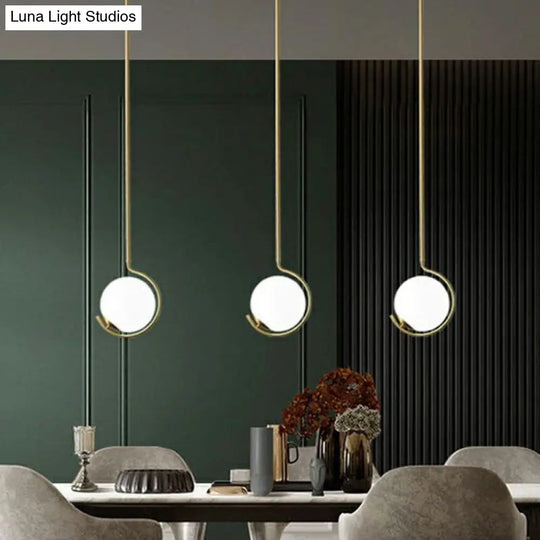 Simple Cream Glass Novelty Ball Pendant Light With Bedside Suspension - 1-Bulb Gold Lighting