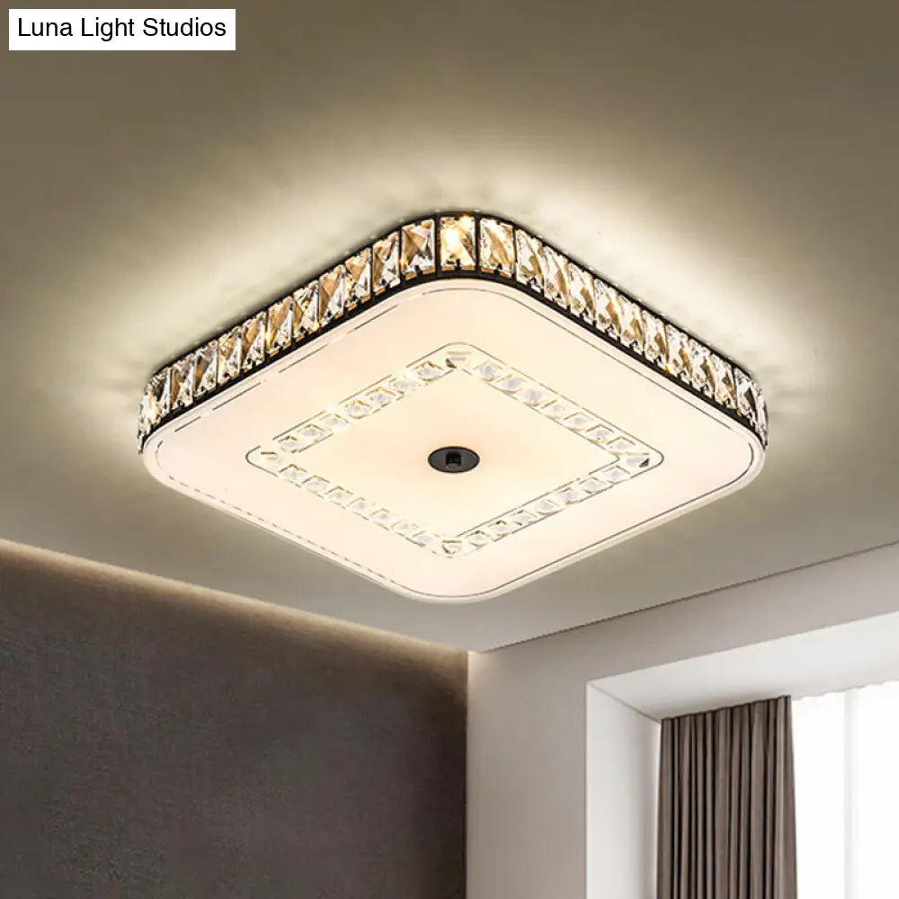 Simple Black Crystal Flush Mount Led Ceiling Light With Square/Round Rectangle-Cut Design / Square
