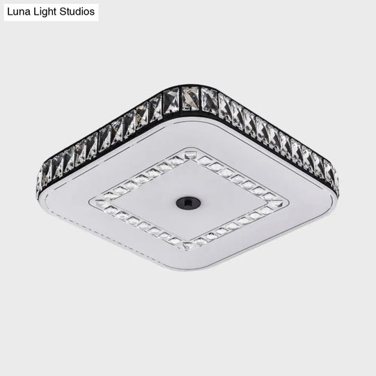 Simple Black Crystal Flush Mount Led Ceiling Light With Square/Round Rectangle-Cut Design