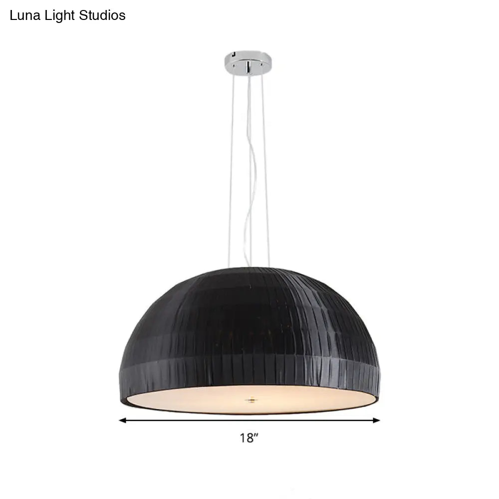 Minimalist Black Dome Pendant Chandelier - 4-Light Fabric Hanging Fixture For Bedroom