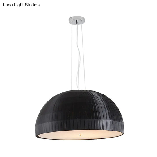 Minimalist Black Dome Pendant Chandelier - 4-Light Fabric Hanging Fixture For Bedroom