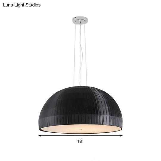 Simple Black Dome Pendant Chandelier With 4 Fabric Lights – Perfect For Bedroom