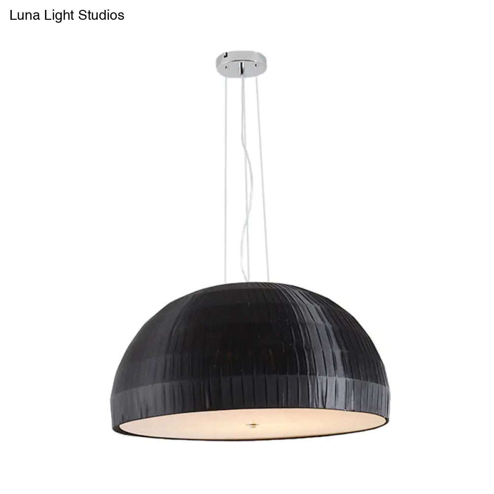 Simple Black Dome Pendant Chandelier With 4 Fabric Lights – Perfect For Bedroom