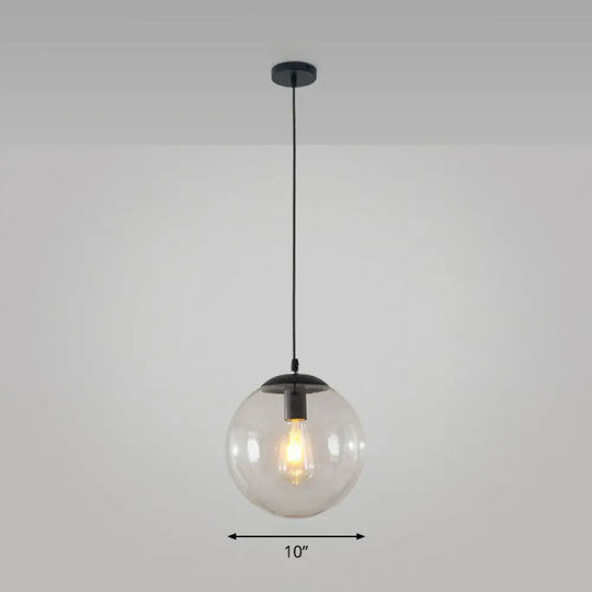 Simple Black Glass Pendant Light With Single-Bulb For Restaurant Ceilings / 10’ Clear