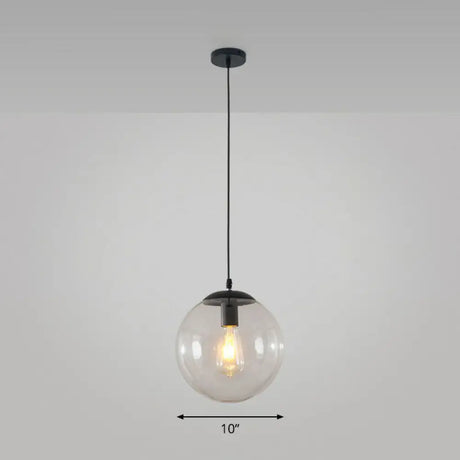 Simple Black Glass Pendant Light With Single-Bulb For Restaurant Ceilings / 10’ Clear