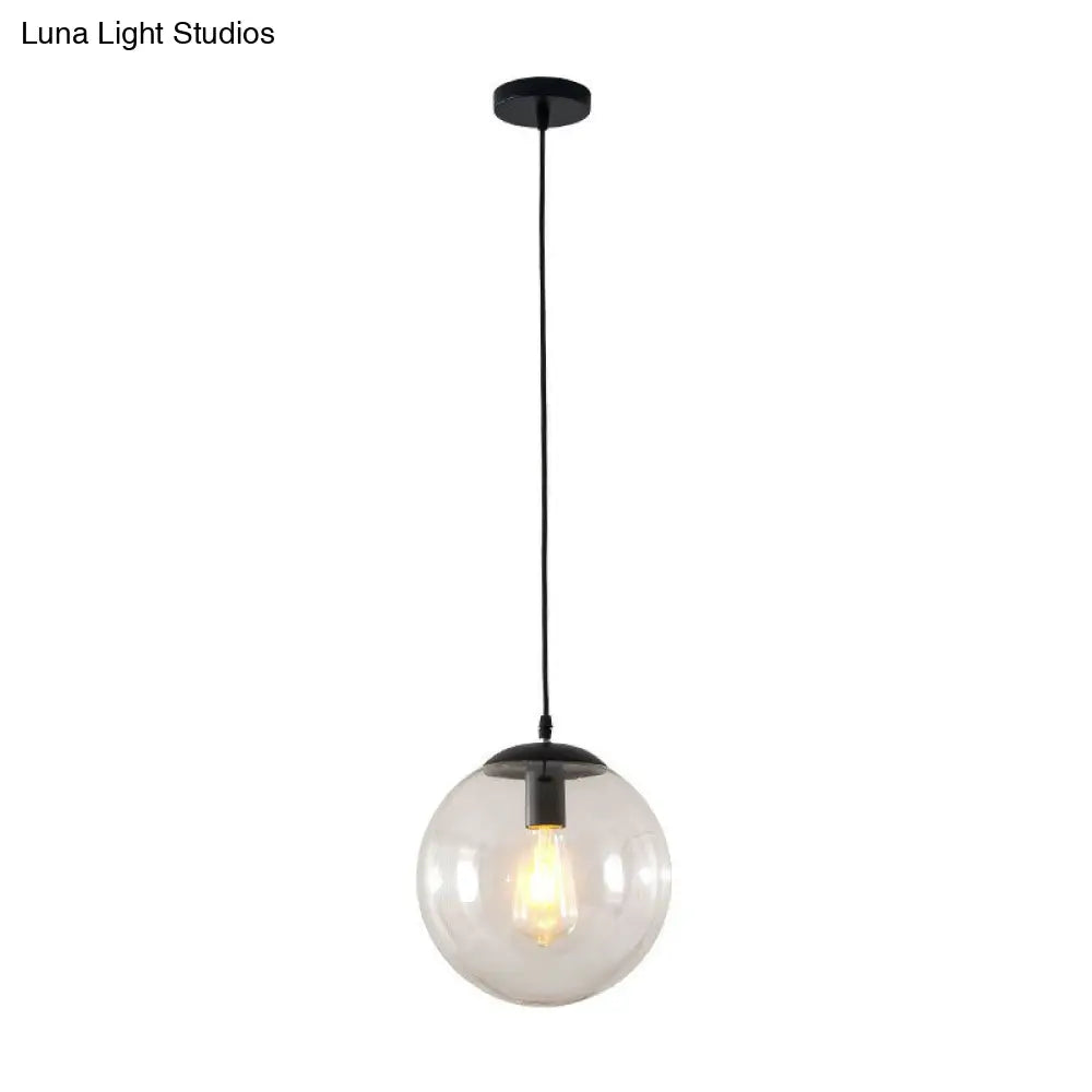 Simple Black Glass Pendant Light With Single-Bulb For Restaurant Ceilings