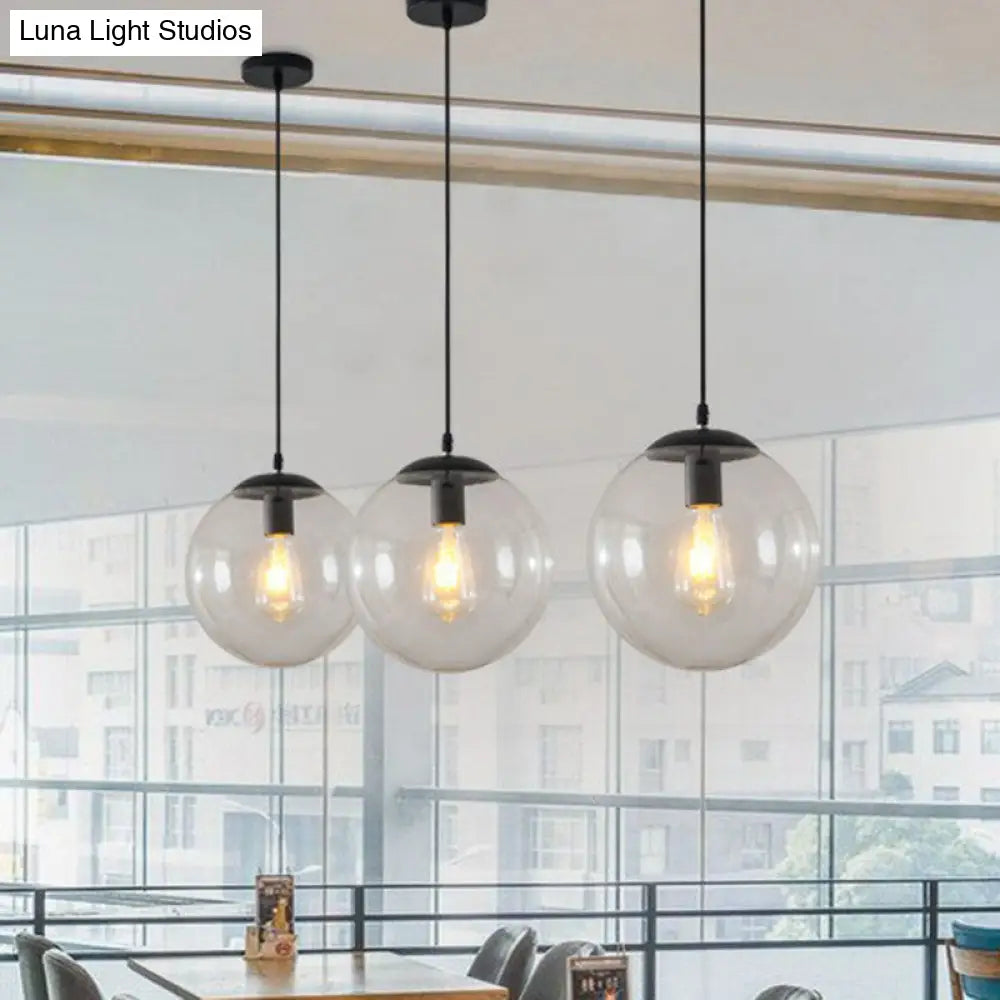 Black Glass Single-Bulb Pendant Light For Sphere Restaurant Ceiling Suspension