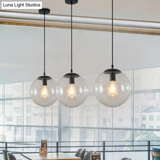 Black Glass Single-Bulb Pendant Light For Sphere Restaurant Ceiling Suspension