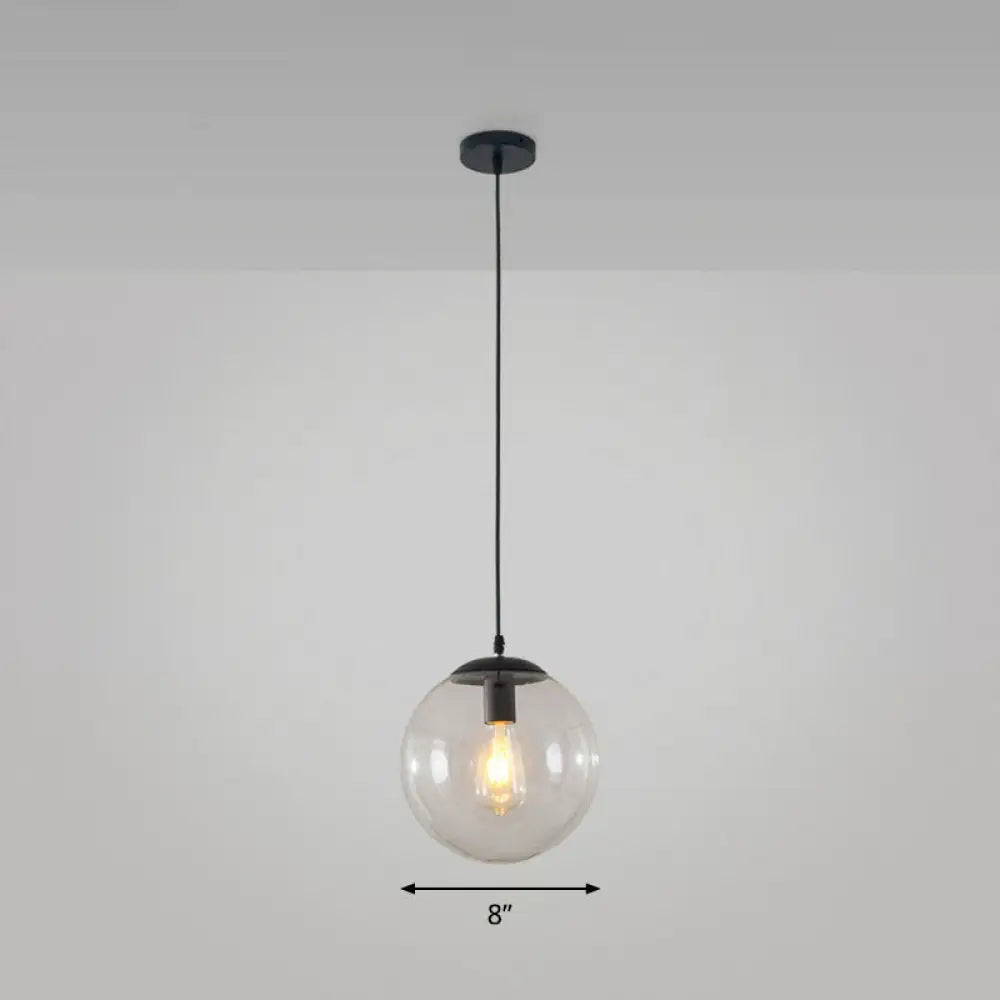 Simple Black Glass Pendant Light With Single-Bulb For Restaurant Ceilings / 8’ Clear