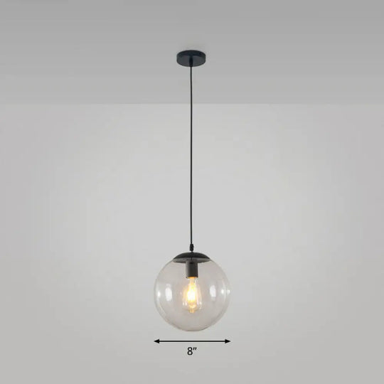 Simple Black Glass Pendant Light With Single-Bulb For Restaurant Ceilings / 8’ Clear