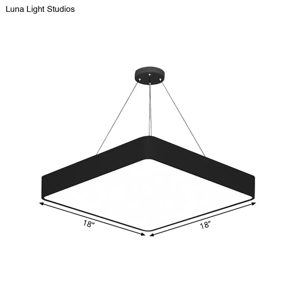 Sleek Black Square Hanging Light - 18/23.5 Width Simplicity Acrylic Led Ceiling Pendant For Living