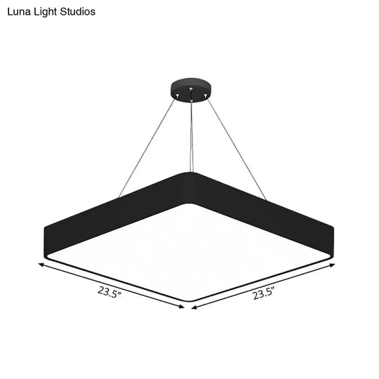 Sleek Black Square Hanging Light - 18/23.5 Width Simplicity Acrylic Led Ceiling Pendant For Living