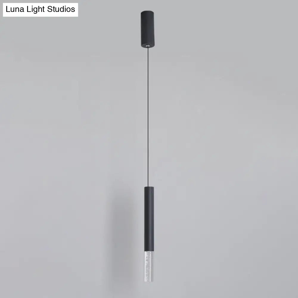 Black Tube Pendant Led Light Kit With Simple Acrylic Design Warm/White 10-12.5 Height