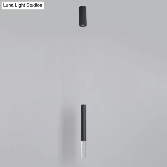 Black Tube Pendant Led Light Kit With Simple Acrylic Design Warm/White 10-12.5 Height