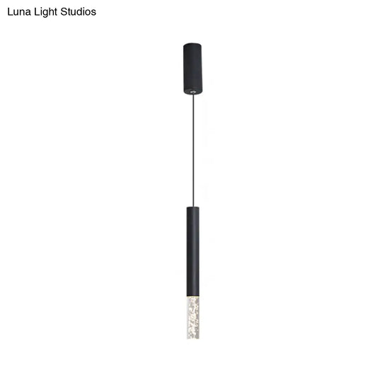 Black Tube Pendant Led Light Kit With Simple Acrylic Design Warm/White 10-12.5 Height