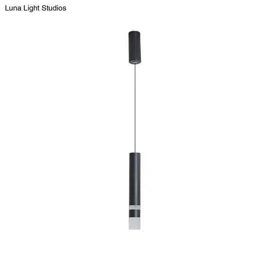 Simple Black Tube Pendant Light With Acrylic Led Warm/White 3 Size Options