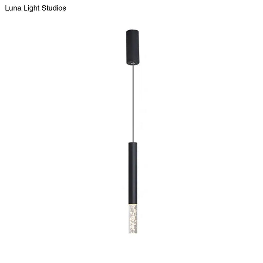 Simple Black Tube Pendant Light With Acrylic Led Warm/White 3 Size Options