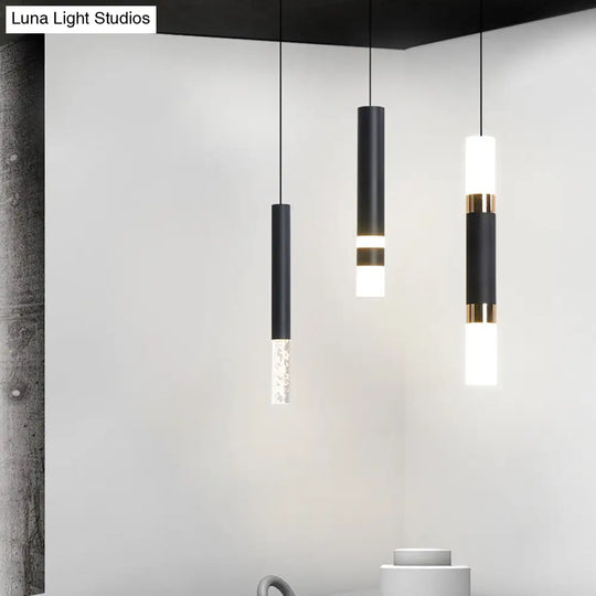 Black Tube Pendant Led Light Kit With Simple Acrylic Design Warm/White 10-12.5 Height / 10 Warm