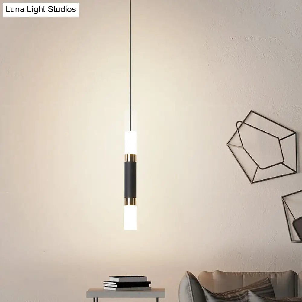 Black Tube Pendant Led Light Kit With Simple Acrylic Design Warm/White 10-12.5 Height