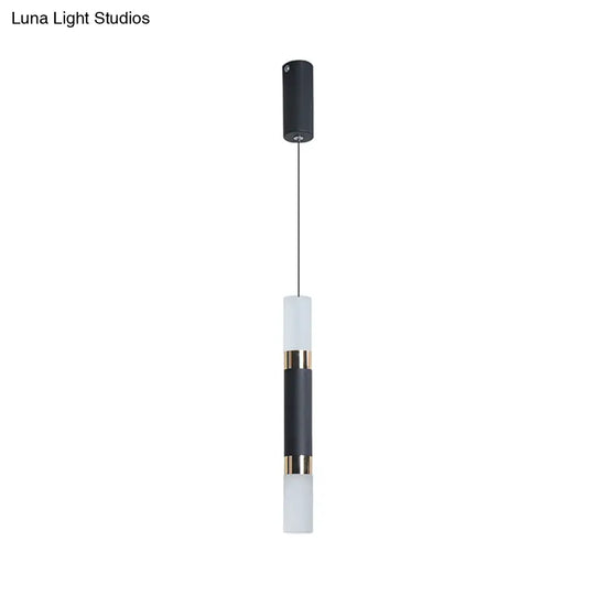 Black Tube Pendant Led Light Kit With Simple Acrylic Design Warm/White 10-12.5 Height