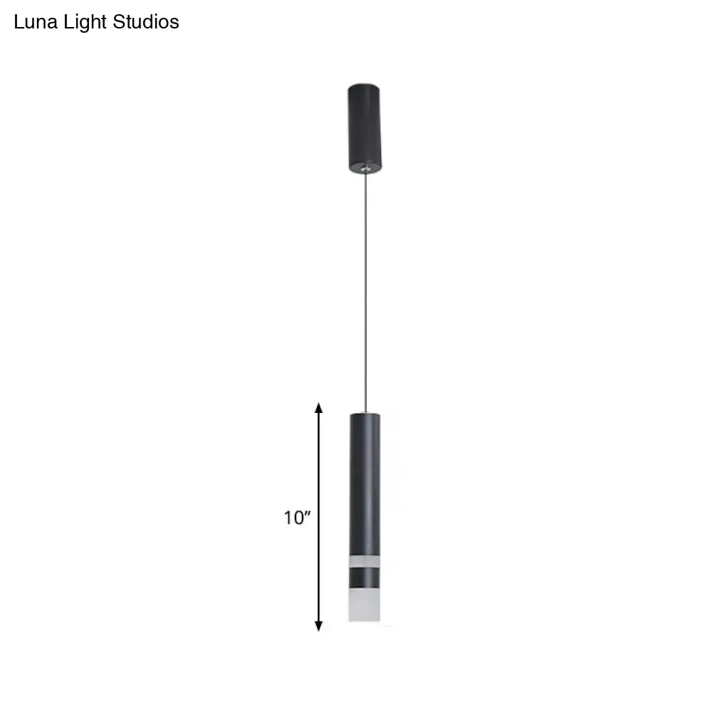 Black Tube Pendant Led Light Kit With Simple Acrylic Design Warm/White 10-12.5 Height