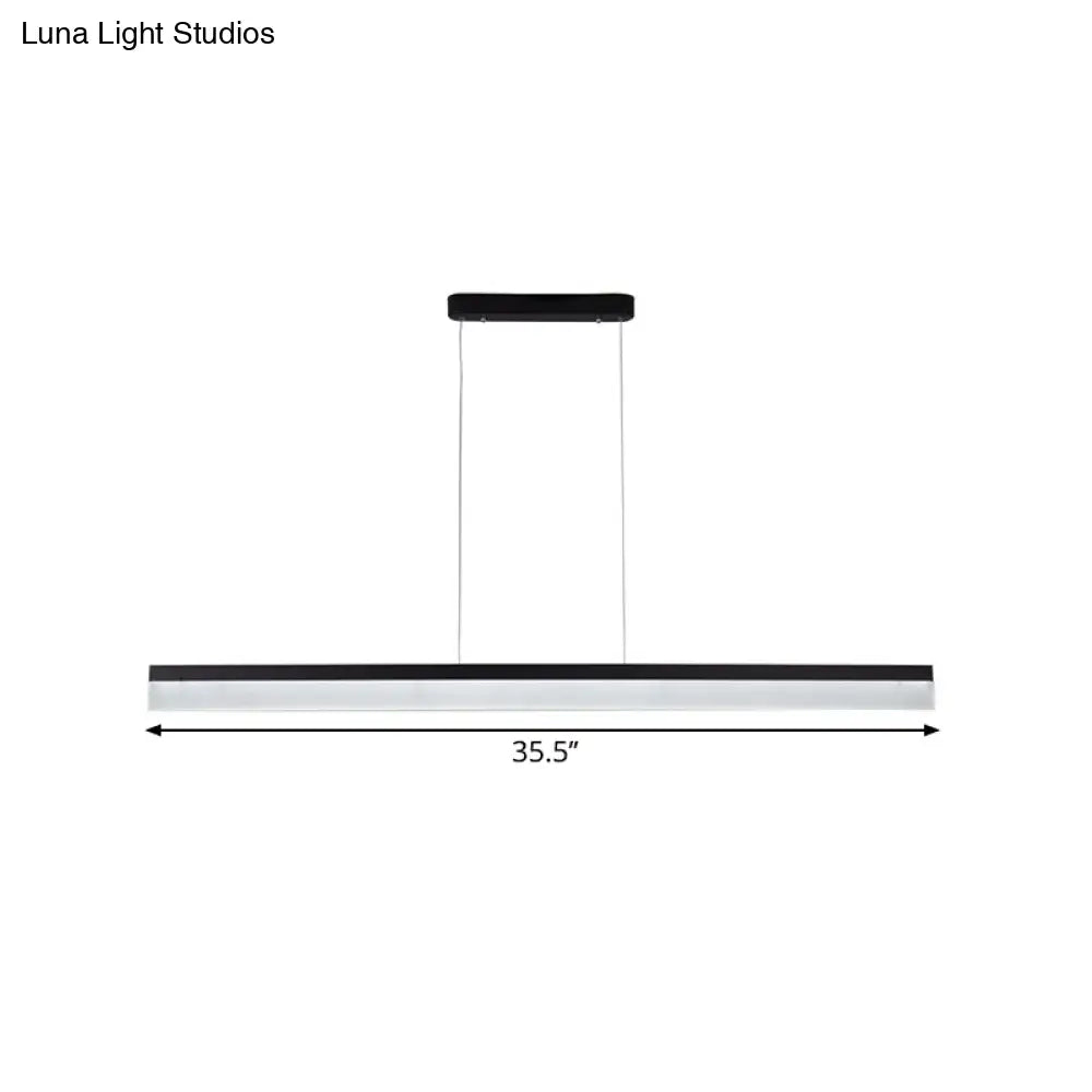 Simple Black Ultrathin Linear Ceiling Lamp With Wide Led Acrylic Pendant - Ideal For Office