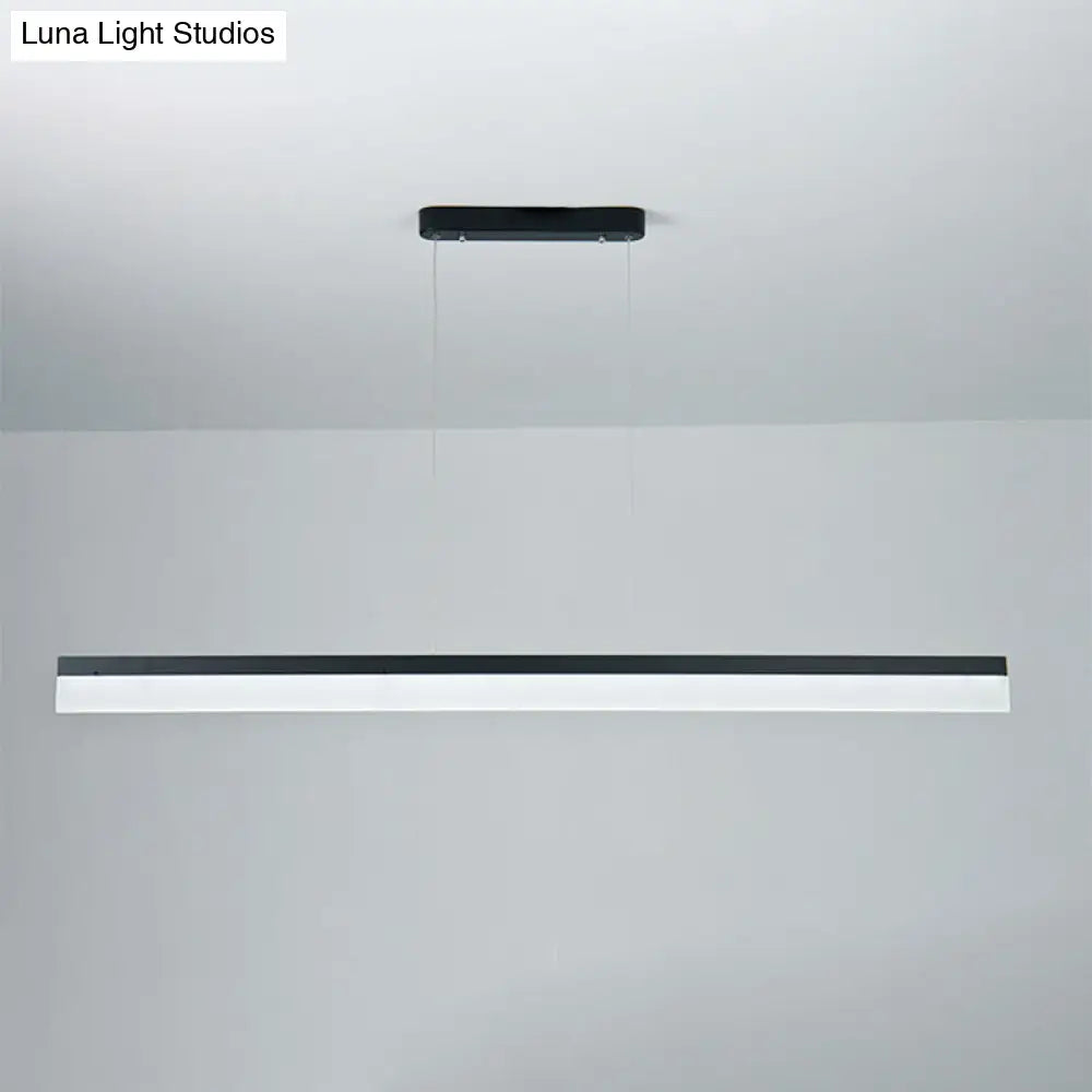 Simple Black Ultrathin Linear Ceiling Lamp With Wide Led Acrylic Pendant - Ideal For Office