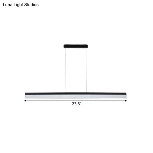 Simple Black Ultrathin Linear Ceiling Lamp With Wide Led Acrylic Pendant - Ideal For Office