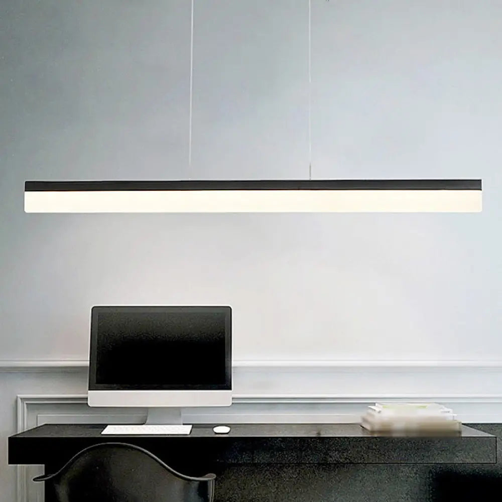 Simple Black Ultrathin Linear Ceiling Lamp With Wide Led Acrylic Pendant - Ideal For Office