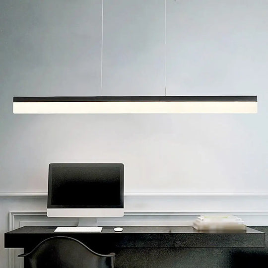 Simple Black Ultrathin Linear Ceiling Lamp With Wide Led Acrylic Pendant - Ideal For Office