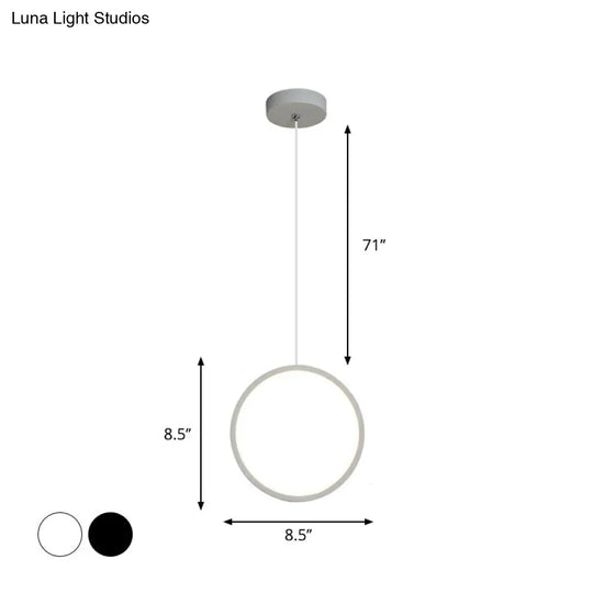 Simple Black/White Led Pendulum Light - Bedside Pendant With Acrylic Shade In Warm/White