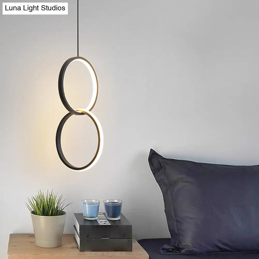 Simple Black/White Led Pendulum Light - Bedside Pendant With Acrylic Shade In Warm/White