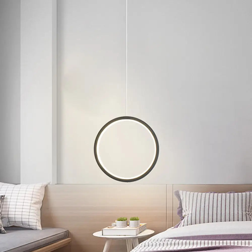 Simple Black/White Led Pendulum Light - Bedside Pendant With Acrylic Shade In Warm/White Black /