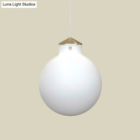 Simple Brass Globe Ceiling Pendant Light With Milk White Glass - Perfect Bedside Lamp