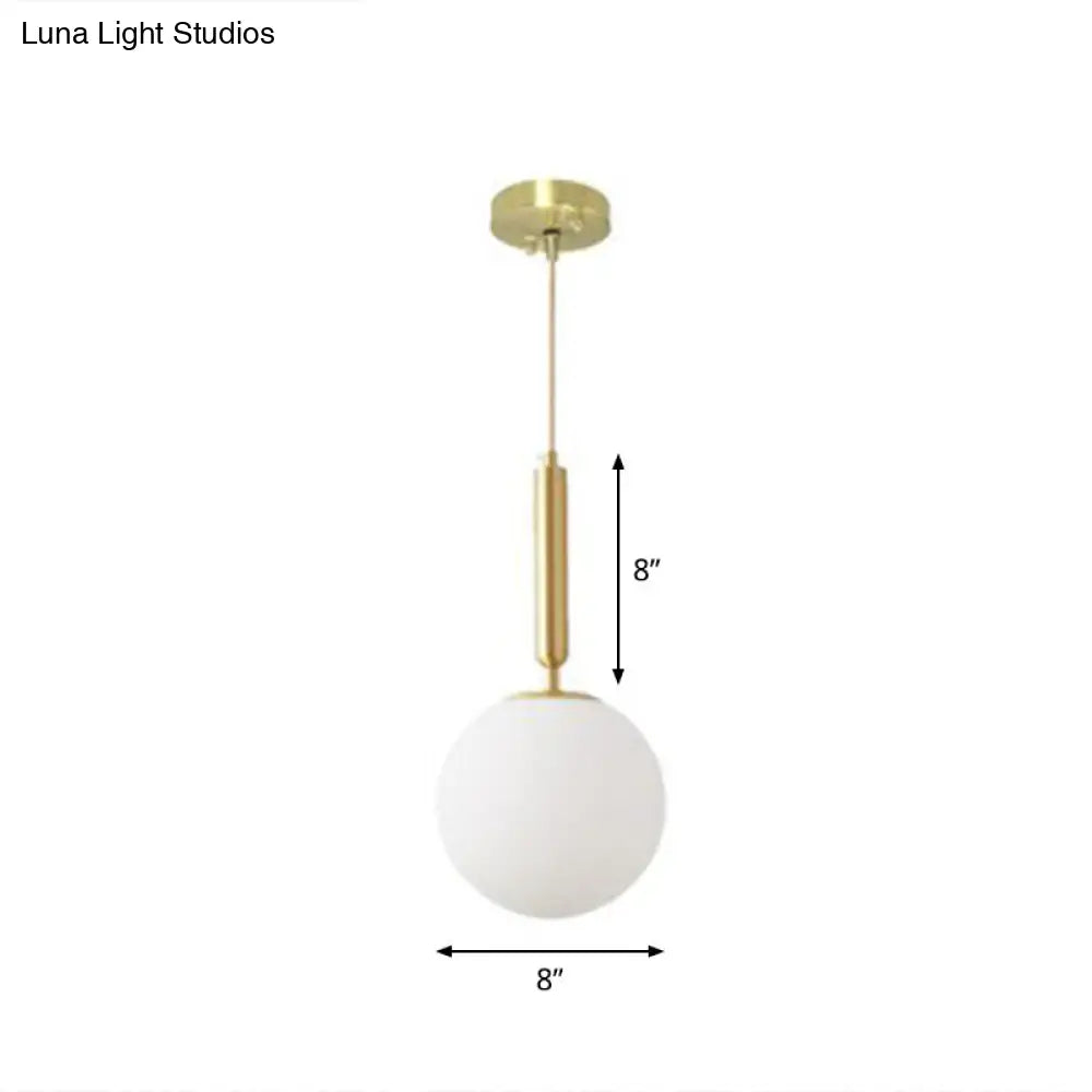 Brass Pendulum Pendant Light With White Glass Shade For Dining Room / 8