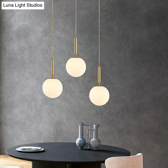 Brass Pendulum Pendant Light With White Glass Shade For Dining Room