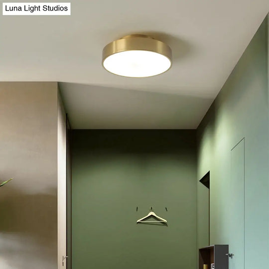 Simple Brass Semi Flush Mount Ceiling Light Fixture - Round Aisle Design With 1 Head