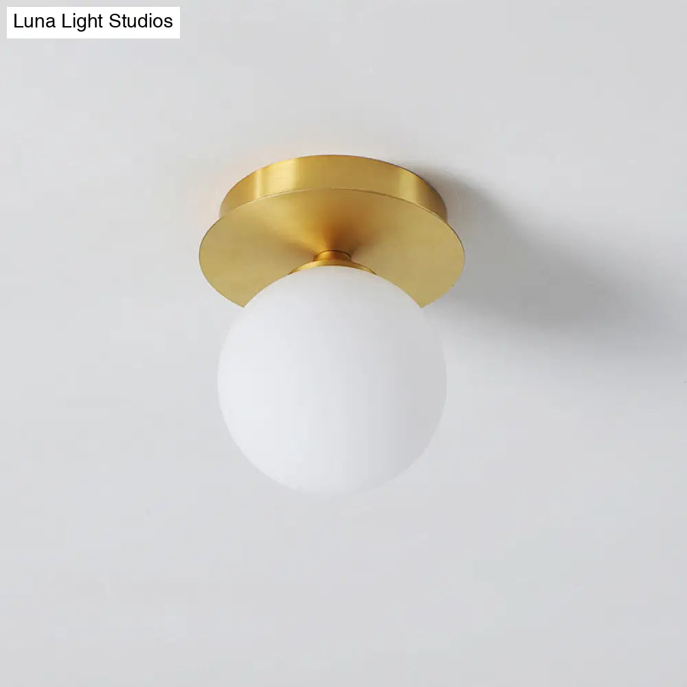 Simple Brass Semi Flush Mount Ceiling Light Fixture - Round Aisle Design With 1 Head