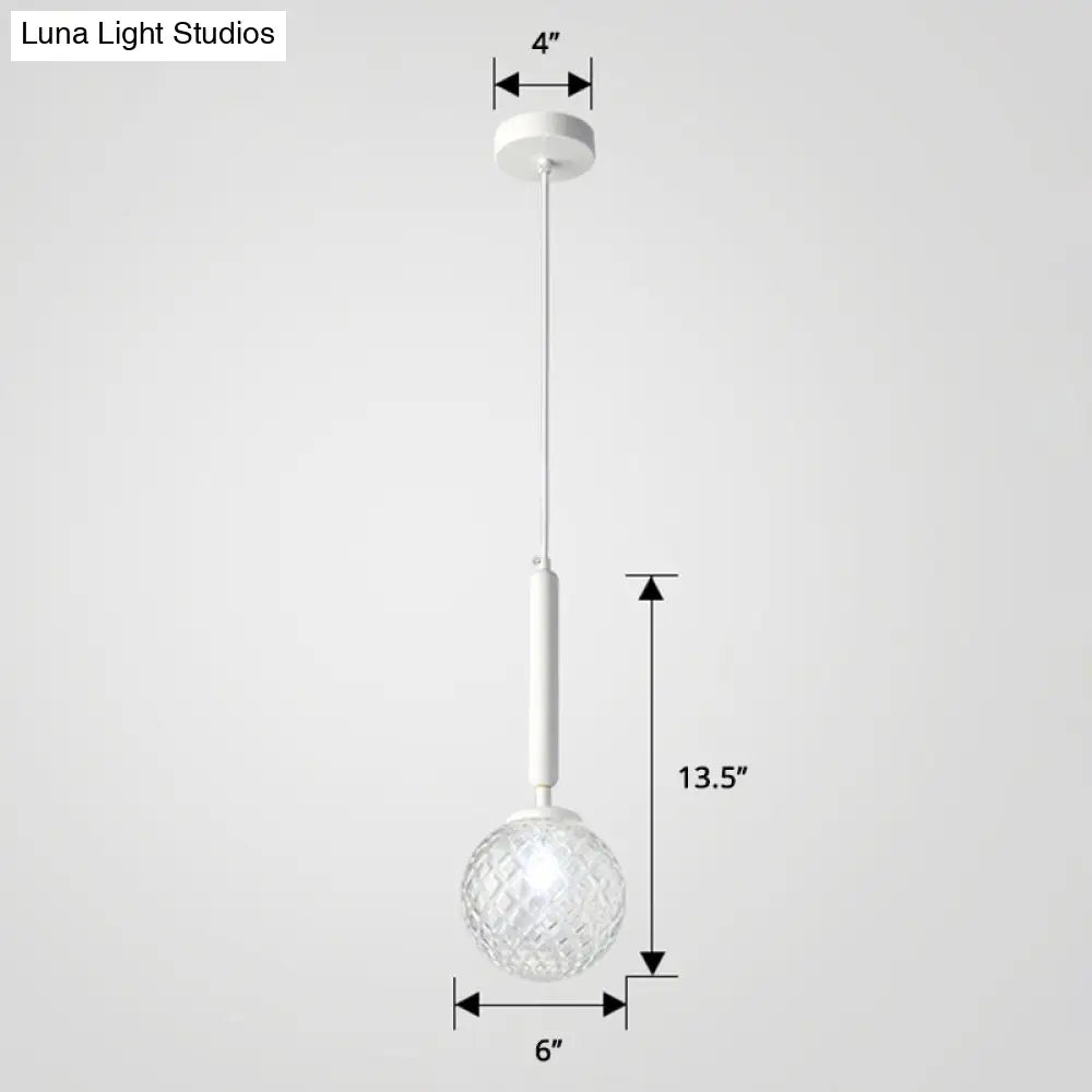 Simple Clear Glass Ball Pendant Lamp - 1-Light Suspension Lighting For Bedroom