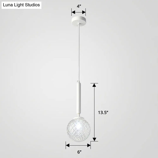 Simple Clear Glass Ball Pendant Lamp - 1-Light Suspension Lighting For Bedroom