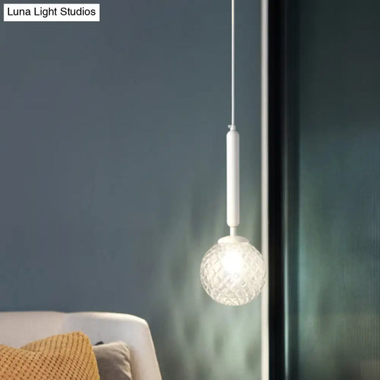 Simple Clear Glass Ball Pendant Lamp - 1-Light Suspension Lighting For Bedroom